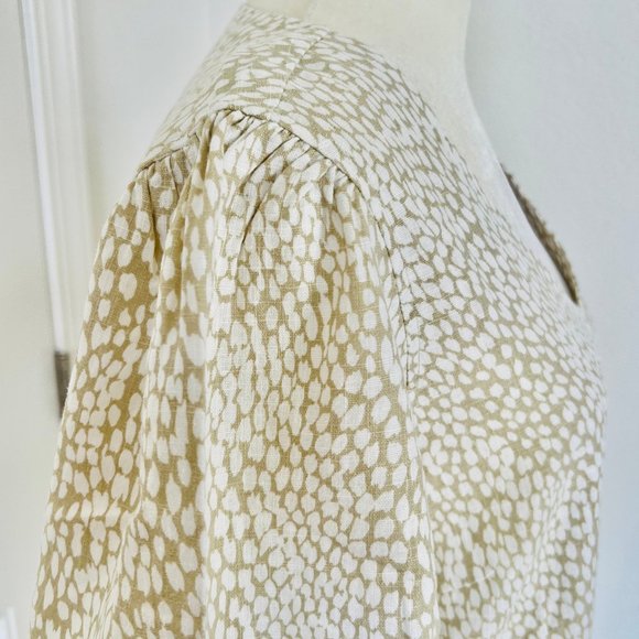 NWT Nicole Miller Original Ladies' White & Tan Pleat Hem Linen Blend Shirt Dress - Picture 3 of 14